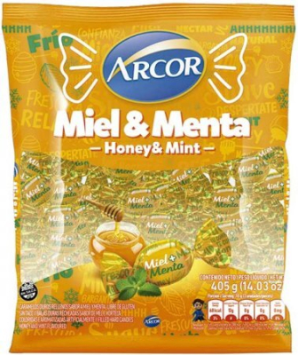 Caramelo Relleno Miel Menta Arcor 335Gr