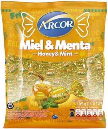 Caramelo Relleno Miel Menta Arcor 335Gr
